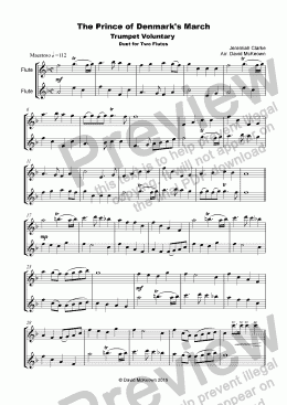 page one of Trumpet Voluntary, (Prince of Denmark's March), for Flute Duet