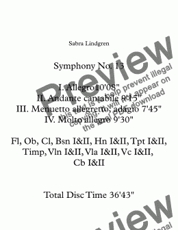 page one of Symphony No. 13 I. Allegro