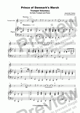 page one of Trumpet Voluntary, (Prince of Denmark's March), for solo Trumpet and Piano