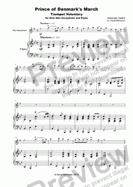 page one of Trumpet Voluntary, (Prince of Denmark's March), for solo Alto Saxophone and Piano