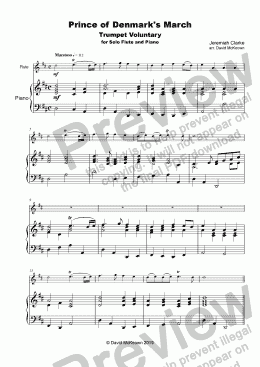 page one of Trumpet Voluntary, (Prince of Denmark's March), for solo Flute and Piano