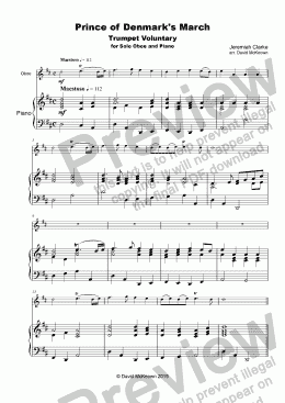 page one of Trumpet Voluntary, (Prince of Denmark's March), for solo Oboe and Piano