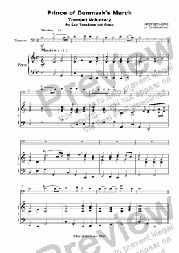 page one of Trumpet Voluntary, (Prince of Denmark's March), for solo Trombone and Piano