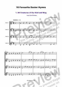 page one of 16 Favourite Easter Hymns for Violin Quartet