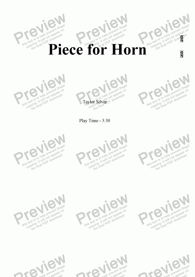 page one of Piece for Horn