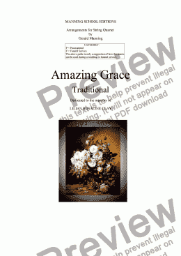 page one of Amazing Grace - Traditional - arr. for String Quartet by Gerald Manning