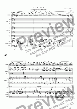 page one of Joke-Hajv -for 3 pianos and 8 hands