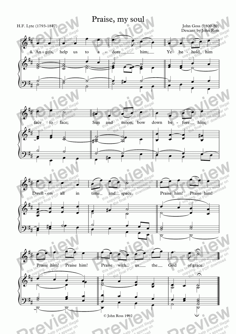 page one of Praise my soul - Descant