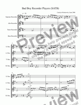 page one of Bad Boy Recorder Players (SATB)