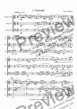 page one of Trio for Clarinet, Horn, and Violoncello Op. 11, Mvt. #1 Pastorale