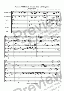 page one of Passion: O Mensch bewein dein Sunde gross for Brass Sextet