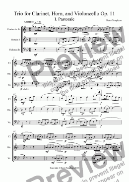 page one of Trio for Clarinet, Horn, and Violoncello Op. 11 (complete score)