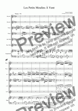 page one of Les Petits Moulins A Vent (flute ensemble)