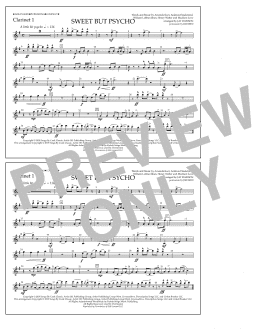 page one of Sweet But Psycho (arr. Jay Dawson) - Clarinet 1 (Marching Band)