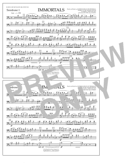 page one of Immortals (from Big Hero 6) (arr. Tom Wallace) - Trombone 1 (Marching Band)
