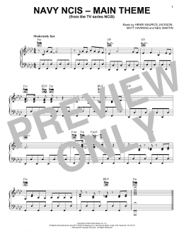page one of Navy NCIS (Main Theme) (Piano Solo)