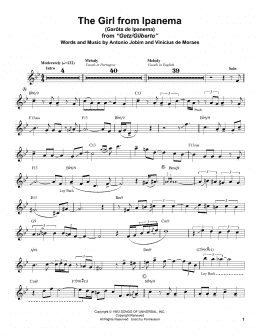 page one of Garota De Ipanema (Alto Sax Transcription)
