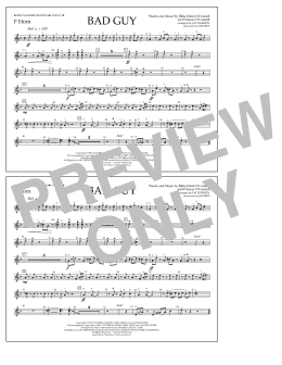 page one of Bad Guy (arr. Jay Dawson) - F Horn (Marching Band)