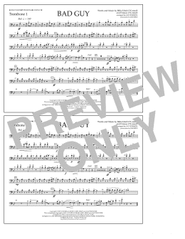 page one of Bad Guy (arr. Jay Dawson) - Trombone 1 (Marching Band)