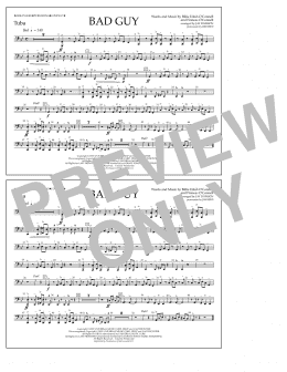 page one of Bad Guy (arr. Jay Dawson) - Tuba (Marching Band)