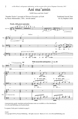 page one of Ani Ma'amin (arr. Stephen Coker) (SATB Choir)