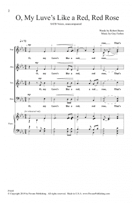 page one of O, My Luve's Like a Red, Red Rose (SATB Choir)