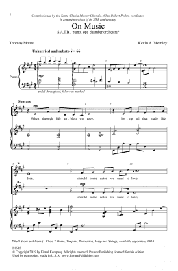 page one of On Music (SATB Choir)
