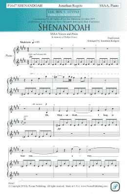 page one of Shenandoah (arr. Jonathan Rodgers) (SSA Choir)