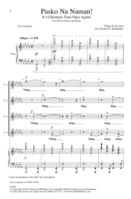 page one of Pasko Na Naman! (It's Christmas Time Once Again!) (arr. George G. Hernandez) (SSA Choir)
