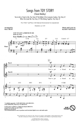 page one of Songs from Toy Story (Choral Medley) (arr. Mac Huff) (2-Part Choir)