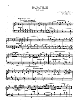 page one of Bagatelle In G Major, Op. 126, No. 1 (Piano Solo)
