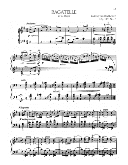page one of Bagatelle In G Major, Op. 119, No. 6 (Piano Solo)