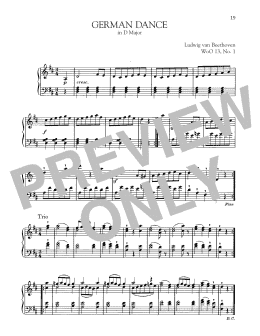page one of German Dance In D Major, WoO 13, No. 1 (Piano Solo)