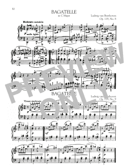 page one of Bagatelle In C Major, Op. 119, No. 8 (Piano Solo)