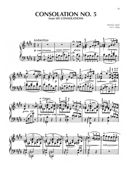 page one of Consolation No. 5 In E Major (Piano Solo)