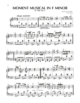 page one of Moment Musical In F Minor, Op. 94, No. 3 (Piano Solo)