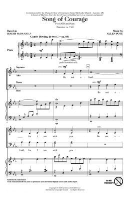 page one of Song Of Courage (SATB Choir)