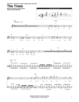 page one of The Trees (Drums Transcription)