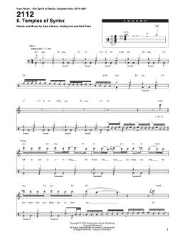 page one of 2112 - II. The Temples Of Syrinx (Drums Transcription)