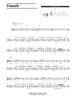 page one of Freewill (Drums Transcription)