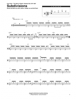 page one of Subdivisions (Drums Transcription)