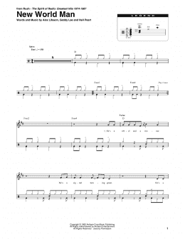 page one of New World Man (Drums Transcription)