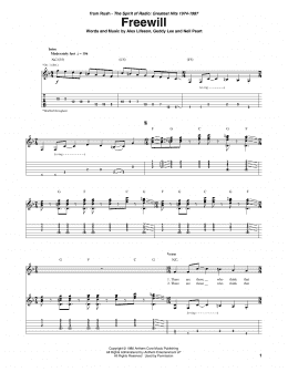 page one of Freewill (Guitar Tab)