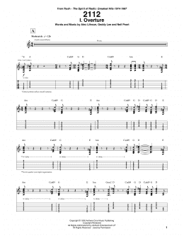 page one of 2112 - I. Overture (Guitar Tab)