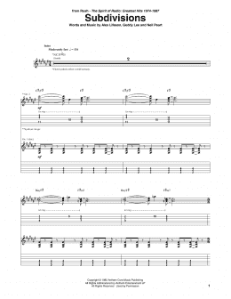 page one of Subdivisions (Guitar Tab)