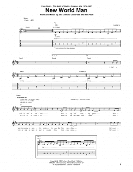 page one of New World Man (Guitar Tab)