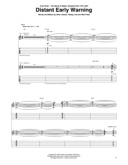 page one of Distant Early Warning (Guitar Tab)