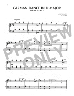 page one of German Dance In D Major, Hob. IX: 22, No. 2 (Piano Solo)