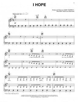 page one of I Hope (Piano, Vocal & Guitar Chords (Right-Hand Melody))