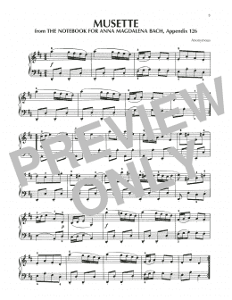 page one of Musette In D Major, BWV Appendix 126 (Piano Solo)